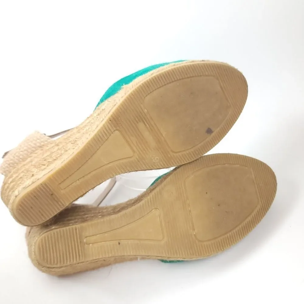 GAIMO Espadrilles Handmade Spain Wedge green Sandals shoes Size 8.5